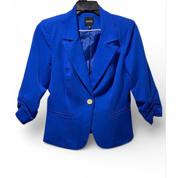 XOXO Women’s Royal Blue Suit Set Blazer XL Pants 12 Work Office - Picture 4 of 16